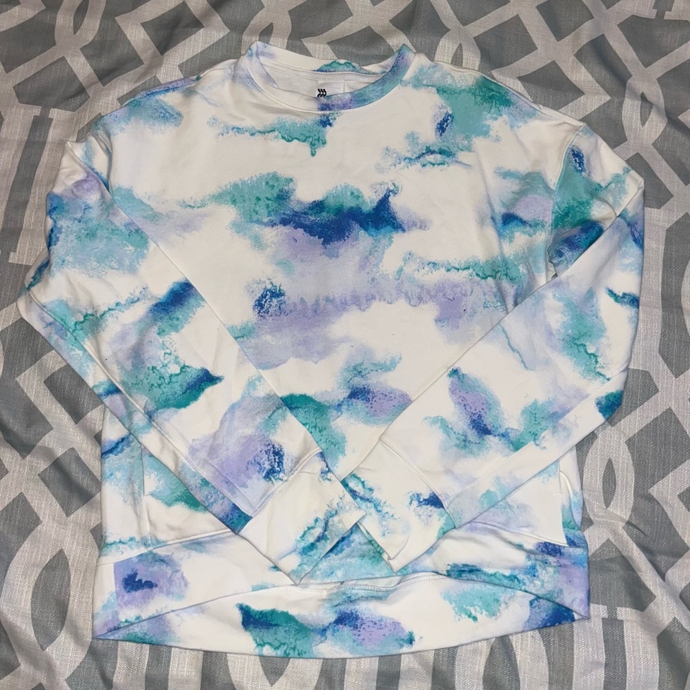 Women’s All in Motion Size Extra Small Blue & White Tie-Dye Sweatshirt Like New